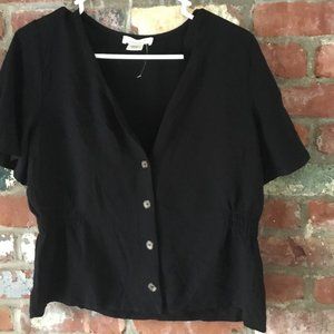 Urban Romantics Black Button Down Crop Top size L
